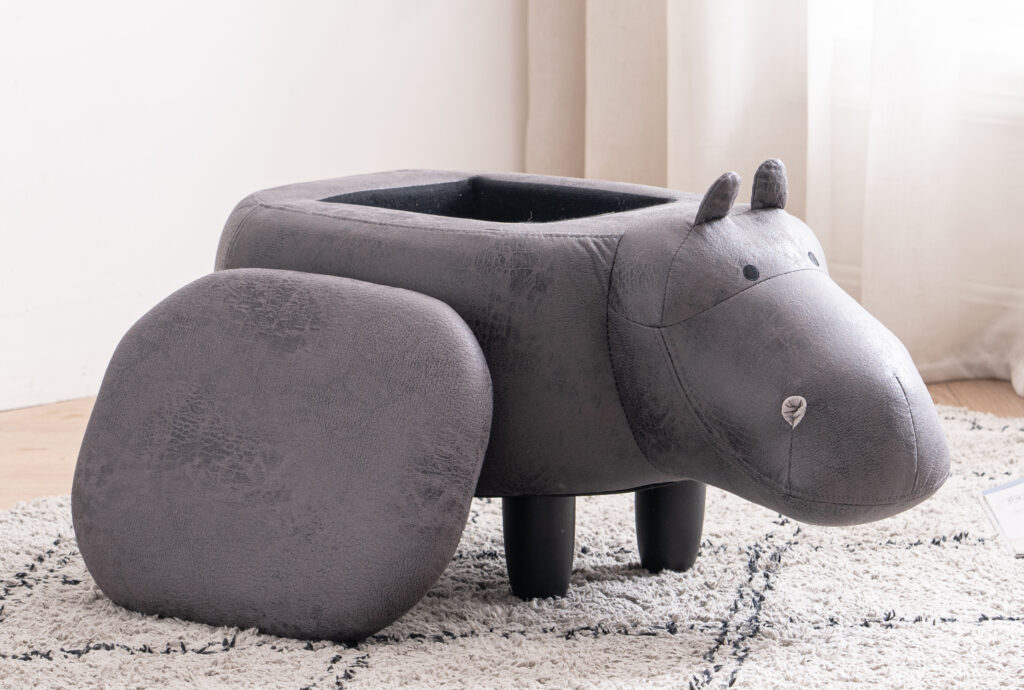 W09-00015 Hippo Ottoman - Lifestyl Shot - Side Angle - Top Off cropped